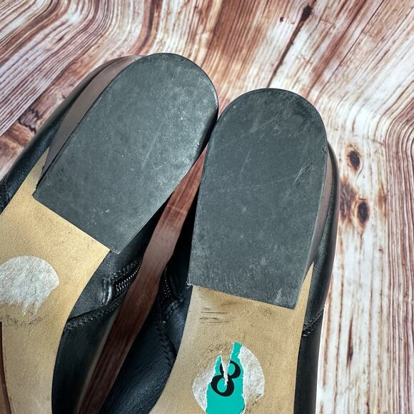 Franco Sarto OLYMPIA Sz 8 Black Leather Block Heel Zip Ankle Boots Booties Shoes - Picture 7 of 8